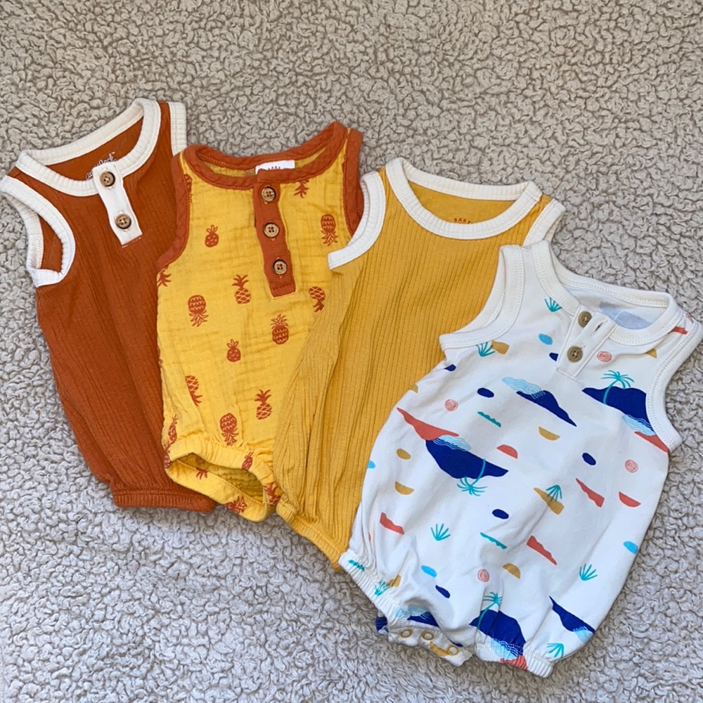 Cat & Jack Set of 4 Tank Top Onesies. Newborn.